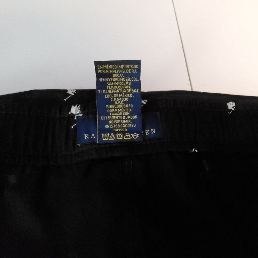 Polo Ralph Lauren womenPajama Pants Black With White Pony Print Size 4X 100% Cot - Picture 7 of 12